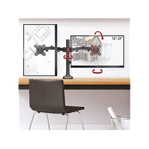 Suport monitor Barkan M142T full motion, pentru monitoare de 13"-27", greutate maxima suportata per ecran 5 kg, VESA max. 100x100mm, negru - Img 2