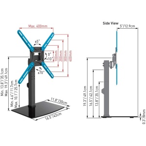 Suport TV de podea, Barkan S320.B, Fix, 29"-58", VESA 400x400, suporta pana la 25kg, Negru - Img 2