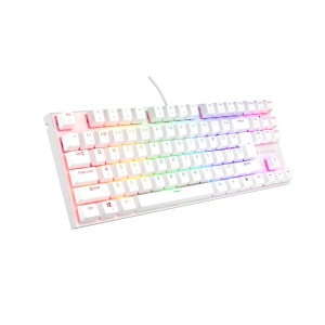 Tastatura gaming mecanica cu fir Genesis Thor 303 TKL, iluminare RGB, switch Linear, switch model Outemu Pitch Silent, numar taste 87, 11 butoane multimedia, lungime cablu 1.8m, dimensiuni 355 x 136 x 36 mm ,alb