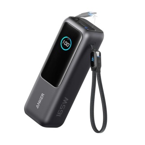 Anker A1695H11. Battery capacity: 25000 mAh. USB Type-A output ports: 1, USB Type-C ports quantity: 1. Total output power: 165 W, Output current: 5 A. Product colour: Black