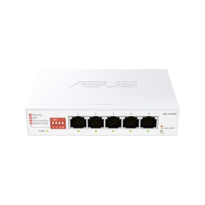 ASUS QG-U1050. Switch type: Unmanaged. Basic switching RJ-45 Ethernet ports type: 2.5G Ethernet (100/1000/2500), Basic switching RJ-45 Ethernet ports quantity: 5. MAC address table: 16000 entries. Networking standards: IEEE 802.3ab, IEEE 802.3az, IEEE