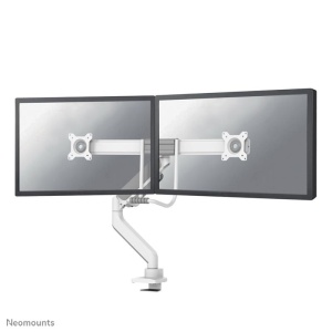 Brat dublu monitor Neomounts DS75-450WH2; pentru display-uri cu diagonale 17"-32", sistem de prindere VESA 75x75~100x100, greutate maxima suportata 8 - per ecrankg, full motion, tilt 10°, swivel 90°, rotate 180°; gas spring; culoare alb. Garantie 5 ani