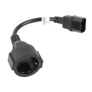 Cablu adaptor IEC 320 C14 Schuko(F) pentru UPS 20 cm negru