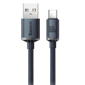 CABLU alimentare si date Baseus Crystal Shine, Fast Charging Data Cable pt. smartphone, USB la USB Type-C 100W, 2m, braided, negru - Img 2