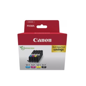 CANON pachet cerneala CLI-551 MULTIPACK, capacitate: black (304 pages, 7ml), cyan (304 pages, 7ml), magenta (304 pages, 7ml), yellow (304 pages, 7ml), Compatibil cu: MG5650, PIXMA iP7240, PIXMA iP7250, PIXMA iP8750, PIXMA iX6850, PIXMA MG5440, PIXMA