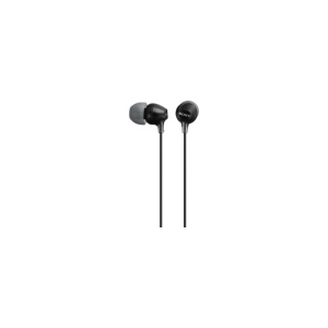 Casti Sony MDR-EX15AP, Frecventa (Hz) 8 - 22.000, cu microfon pentrusmartphone, elemente intraauriculare comode, din silicon, cu fix aresigura, miniconector stereo in forma de L , difuzor 9 mm, negru