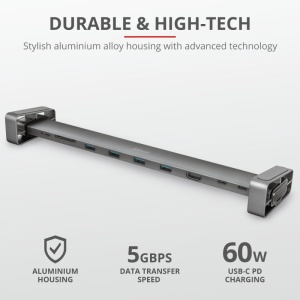 Dock USB Trust Dalyx, 10 porturi USB-C, aluminiu - Img 7