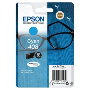 Epson Singlepack Cyan 408 DURABrite Ultra Ink, 14.7ml, WorkForce Pro WF-C4810DTWF, WorkForce Pro WF-C4310DW.