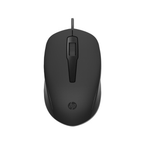 HP Mouse USB-A wired, black, 3 buttons, ambidextrous, up to 1600 dpi. Dimensions: 10.34 x 6.11 x 3.42 cm. Weight 60g