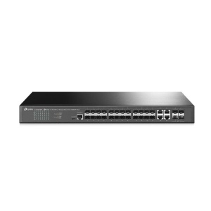 "JetStream™ 24-Port SFP L2+ Managed Switch with 4 10GE SFP+ Slots PORT: 20× Gigabit SFP Ports, 4× Gigabit SFP/RJ45 Combo Ports, 4× 10G SFP+ Slots, RJ45/Micro-USB Console Port SPEC: 1U 19-inch Rack-mountable Steel Case FEATURE: Integration with JetStream™