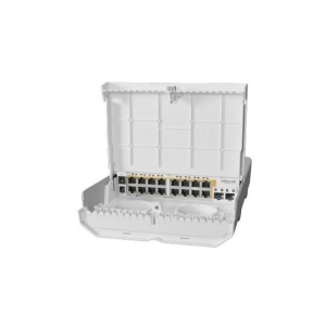 Mikrotik Outdoor Switch, CRS318-16P-2S+OUT, 16 x 10/100/1000, 2 x SFP+, Procesor: 800Mhz, 256 Mb RAM, 802.3af, Temp. de operare: -40C - + 70C,Dimesiuni: 303x212x78 mm, Sistem de operare: SwOS /RouterOS (Dual boot), Licenta RouterOS: L5, PoE Out: