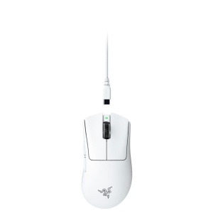 Mouse gaming Razer DeathAdder V4 Pro, rezolutie maxima 45000 DPI, senzor Focus Pro 45K Optical Sensor Gen-2, switch Optical Mouse Switches Gen-4,autonomie pana la 1500 ore, alb