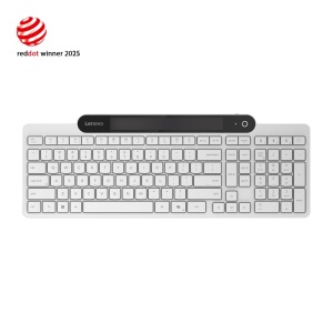 Tastatura Lenovo 800 Self-Charging Bluetooth; reincarcabila cu ajutorul luminii ambientale, fara spatiu destinat bateriilor clasice; layout: US; conectivitate: BT 5.1, se poate conecta la 3 dispozitive; greutate: 635g; compatibil cu Windows 10, Windows - Img 1