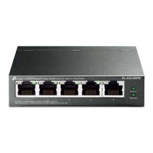 "5-Port Gigabit Easy Smart Switch with 4-Port PoE+ PORT: 4× Gigabit PoE+ Ports, 1× Gigabit Non-PoE Ports SPEC: 802.3at/af, 65 W PoE Power, Desktop Steel Case FEATURE: PoE Auto Recovery, MTU/Port/Tag-based VLAN, QoS, IGMP Snooping, Web/Utility Management,