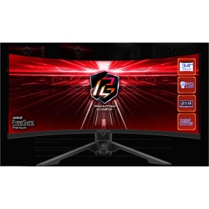Asrock 34" Curved Gaming Monitor, Rezolutie: WQHD 3440x1440, Refresh rate: 165Hz, Timp raspuns: 1ms (MPRT), unghi vizualizare: 178, Flicker free, Interfata: 2 x HDMI™ 2.0,1 x DisplayPort™ 1.4, antena WI-FI integrata, Anti-Glare, Luminozitate:550 cd/m²,