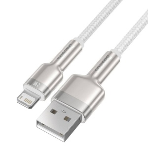 Cablu alimentare si date Baseus Cafule Metal, Fast Charging Data Cable pt. smartphone, USB la Lightning Iphone 2.4A, braided, 2m, alb - Img 2