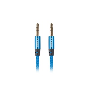 Cablu minijack 3,5 mm M/M 3 pini 2 m albastru Premium