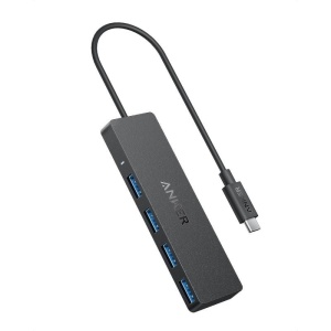 HUB Anker, 4-in-1, USB 3.0 x 4 porturi, incarcare prin USB Type-C, viteza 5 Gbps, conectare prin USB-C, negru, "A8309G11"