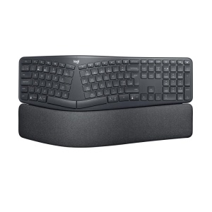 Logitech 920-010108. Keyboard form factor: Full-size (100%). Keyboard style: Curved. Connectivity technology: Wireless, Device interface: RF Wireless + Bluetooth, Keyboard key switch: Semi-mechanical key switch, Keyboard layout: QWERTY. Wrist rest.