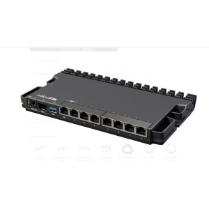 MIKROTIK, RB5009UG+S+IN Indoor router, Procesor: 350-1400 (auto) MHz 4 core, 1 GB RAM, Storage 1GB NAND, RouterOS license 5, consum maxim: 20W, POE in: 802.3af/at, 24-57 V, Interfata: 7 x 10/100/1000, 1 x 2.5G, 1 x SFP+, 1 x USB 3.0 type A racier pasiva.