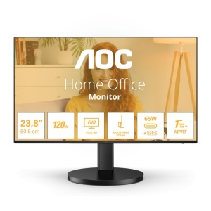 Monitor AOC 23.8" 24B3CF2, Diagonal (inch): 23.8, Diagonal (cm): 60, Aspect ratio: 16:9, Panel: IPS, Resolution: 1920x1080, Refresh Rate: 120Hz, Response time GtG: 4ms, Response time MPRT: 1ms, Brightness (max): 300 cd/m², Contrast (static) : 1500:1,