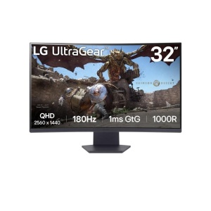 Monitor LG 32" 32GS60QC-B.AEUQ, Curvature: 1000R, Diagonal (inch): 32, Diagonal (cm): 81, Aspect ratio: 16:9, Panel: VA, Resolution: 2560x1440, Refresh Rate: 180Hz, Response time GtG: 1ms, Brightness (max): 300 cd/m², Contrast (static) : 3000:1, Viewing