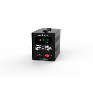 Stabilizator de tensiune Serioux Relay 101-2000VA, putere 2000VA/1200W, tip releu, transformator toroidal, interval tensiune intrare 150V ~ 260V, interval frecvența intrare 45Hz ~ 65Hz, tensiune de ieșire 230V, precizie de ieșire +4,-8%, prize: 2x