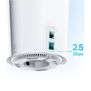 TP-Link AX6600 whole home mesh Wi-Fi 6 System, Deco X90(1-pack); Standarde Wireless: IEEE 802.11ax/ac/n/a 5 GHz, IEEE 802.11ax/n/b/g 2.4 GHz, 1.5 GHz Quad-Core CPU, 1× 2.5 Gbps Port, 1× Gigabit Port, 4×4 MU- MIMO, WiFi Speeds: 5 GHz: 4804 Mbps - Img 3