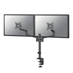 Brat dublu monitor Neomounts DS60-425BL2; pentru display-uri cu diagonale 17"-27", sistem de prindere VESA 75x75~100x100, greutate maxima suportata 8 - per ecrankg, tilt +90°, -30°, swivel +90°, -90°, rotate +360°, distanta fata de perete 128-460mm;