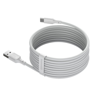 Cablu alimentare si date Baseus Simple Wisdom, Fast Charging Data Cable pt. smartphone, USB la USB Type-C 5A (2buc/set), 1.5m, alb - Img 2