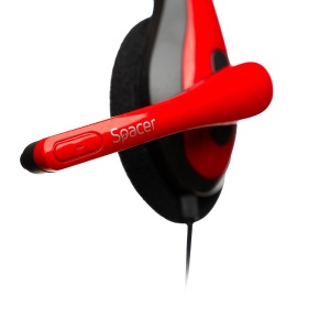 Casti cu micr. Spacer, cu fir, multimedia, 2x Jack 3.5mm, microfon pe brat, driver 40mm, 20Hz-20000Hz, 1.8m, rosu si negru - Img 3