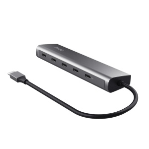 Hub Trust Halyx, 5 porturi USB-C 3.2 gen 1: 1 USB-C 100W PD port / 4 USB-C data ports, USB PD 3.0, gri - Img 4