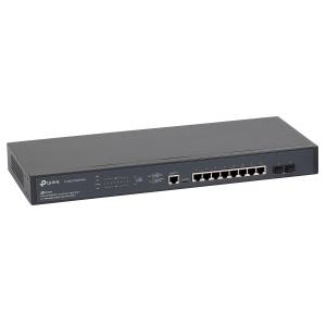 "JetStream™ 8-Port 2.5GBase-T and 2-Port 10GE SFP+ L2+ Managed Switch with 8-Port PoE+ PORT: 8× 2.5G PoE+ Ports, 2× 10G SFP+ Slots, RJ45/Micro-USB Console Port SPEC: 802.3at/af, 240 W PoE Power, 1U 19-inch Rack-mountable Steel Case FEATURE: Integration