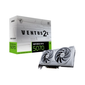 MSI GeForce RTX5070 VENTUS 2X OC White. Graphics processor family: NVIDIA, Graphics processor: GeForce RTX 5070. Discrete graphics card memory: 12 GB, Graphics card memory type: GDDR7, Memory bus: 192 bit. Maximum resolution: 7680 x 4320 pixels. DirectX