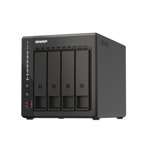 NAS QNAP 453E 4-Bay, CPU Intel Celeron J6412 4-core/4-thread processor, burst max. 2.6 GHz, RAM 8 GB DDR4 onboard not expandable, HDD 2.5" & 3.5" SATA 6Gb/s, 3Gb/s (neincluse), LAN: 2 x 2.5GbE, USB3.2 Gen2: 2 USB2.0: 2, tower, adaptor alimentare,