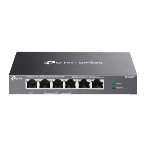 Omada 6-Port Gigabit Desktop Switch with 3-Port PoE+ and 1-Port PoE++ PORT: 1× Gigabit PoE++ Port, 3× Gigabit PoE+ Ports, 2x Gigabit Non-PoE Ports SPEC: 802.3af/at/bt type3, 64 W PoE Power, Desktop Steel Case FEATURE: Extend Mode for 250m PoE