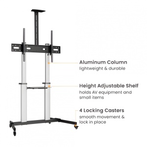 Stand TV mobil Serioux 44-610TW, dimensiuni 1292x717x2327mm, compatibiliate dimensiune ecran 60"-100", VESA: 200x200, 400x200, 300x300, 400x400, 600x400, 800x400, 800x600, 1000x600, greutate maximă suportata: 100 kg, interval de înclinare: +5°~-10°, - Img 5
