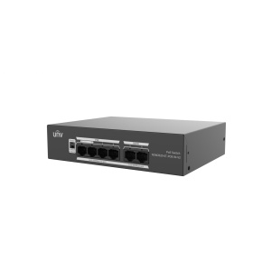 Switch Uniview NSW2020-6T-POE-IN-V2; Porturi:6×100Mbps network ports (RJ45), including 4 PoE ports; Maxim 30 W per port, Buget 65 W; Performanta: Switching capacity 1.2 Gbps, 0.90Mpps; Functii: Up to 250m transmission distance on surveillance mode;