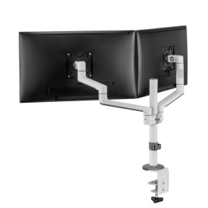Brat dublu monitor Neomounts DS60-425WH2; pentru display-uri cu diagonale 17"-27", sistem de prindere VESA 75x75~100x100, greutate maxima suportata 8 - per ecrankg, tilt +90°, -30°, swivel +90°, -90°, rotate +360°, distanta fata de perete 128-460mm; - Img 2