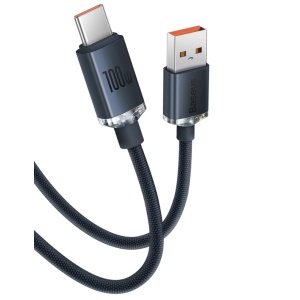 CABLU alimentare si date Baseus Crystal Shine, Fast Charging Data Cable pt. smartphone, USB la USB Type-C 100W, 2m, braided, negru - Img 3