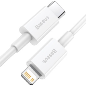 CABLU alimentare si date Baseus Superior, Fast Charging Data Cable pt. smartphone, USB Type-C la Lightning Iphone PD 20W, 0.25m, alb - Img 2