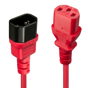 Cablu Lindy C14 to C13, lungime 0.5m, material cablu H05-VVF 3G 0.75mm, 3 fire, Connector A: IEC C14, Connector B: IEC C13, rosu
