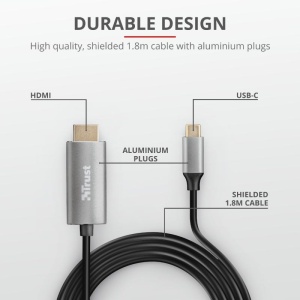 Cablu Trust Calyx, USB-C to HDMI, 1.8m, negru - Img 4