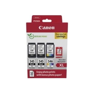 Canon pachet cartuse cearneala PG-545XL X2 /CL-546XL MULTIPACK, capacitate negru: 2 X 400 pagini/13ml, Color: 300 pagini / 15ml, Compatibil cu: PIXMA 2550S, PIXMA IP2850, PIXMA MG2450, PIXMA MG2550, PIXMA MG2950, PIXMA MG3050, PIXMA MG3051, PIXMA MG3052,