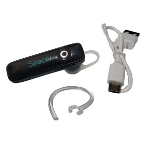 Casca Spacer wireless, pt. smartphone, monocasca, microfon pe casca, negru - Img 2
