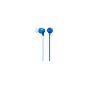 Casti Sony MDR-EX15AP, Frecventa (Hz) 8 - 22.000, cu microfon pentrusmartphone, elemente intraauriculare comode, din silicon, cu fix aresigura, miniconector stereo in forma de L , difuzor 9 mm, albastru