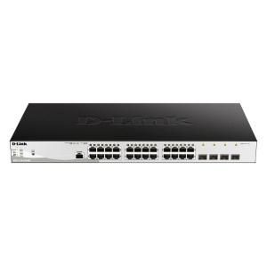D-Link Switch DGS-1210-28P/ME, 24 porturi Gigabit PoE Base-T, 4 porturi SFP1000Mbps, Capacity 56Gbps, 19" Rackmount, WebSmart, 2*fan