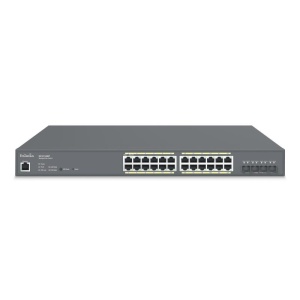 EnGenius Managed / stand-alone 19i 24xGbE + 4x10Gb SFP+, L2+, 240W Cloud Switch (PoE+) with 4x SFP+, 24-Port GbE PoE.af/at(+) 240W 4x10Gb SFP+ L2+ 19i Cloud Management Switch