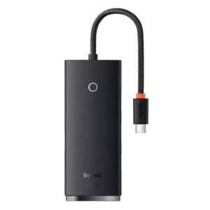 Hub extern Baseus Lite, porturi USB: USB 3.0 x 4, conectare prin USB Type-C, lungime 0.25m, negru