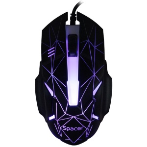 KIT Gaming Tastatura si Mouse Spacer SP-GK-01 cu fir, USB, tastatura RGB rainbow + mouse optic 7 culori, black - Img 5